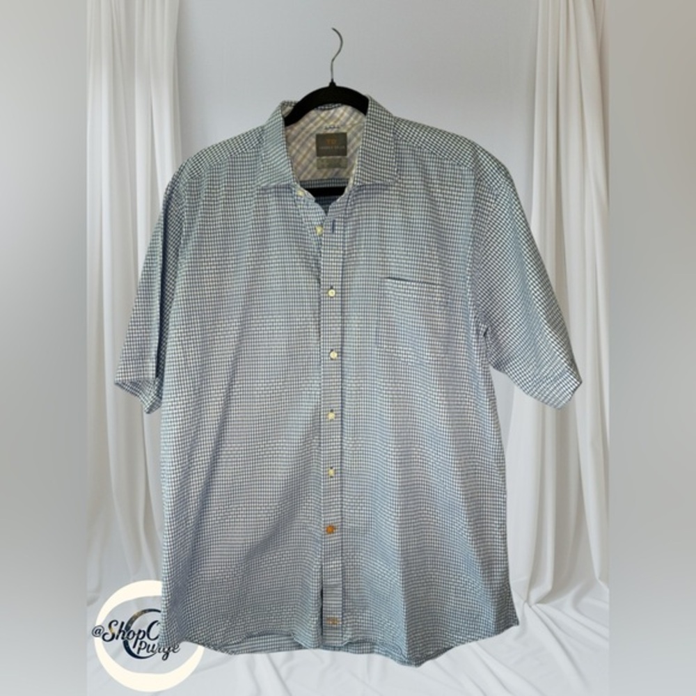 Thomas Dean Mens Short Sleeve shirt Shirtmaker’s Button Down XL Cotton